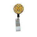 Carolines Treasures Letter M Football Black, Old Gold and White Retractable Badge Reel CJ1080-MBR